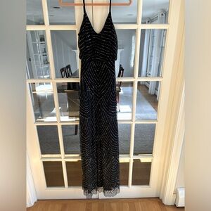 Adrianna Patel formal long navy sleeveless dress